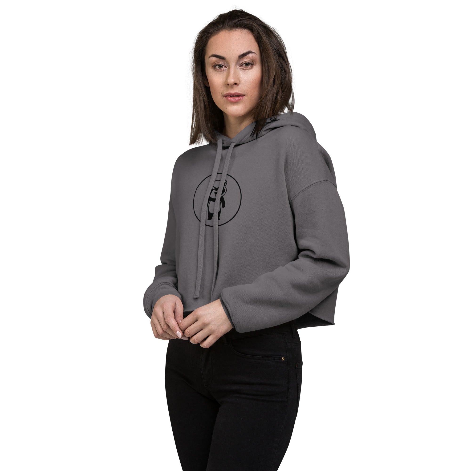 Panda Circle Mastro Logo Crop Hoodie